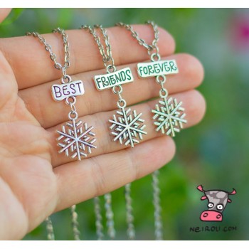 Кулон для троих друзей "Best Friends Forever. Снежинки. Цена за набор